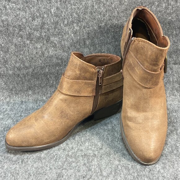 Carlos by Carlos Santana Women's Ankle Boots Brown Faux Suede Size 8M Side Zip - Picture 1 of 8